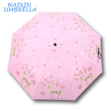 Compacto Vinilo Negro UPF&gt; 50 Anti-UV Travel Mini Sun Rain Umbrella para Mujeres Damas Niñas